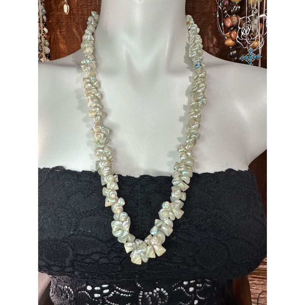 Luminescent seashell necklace 28” 